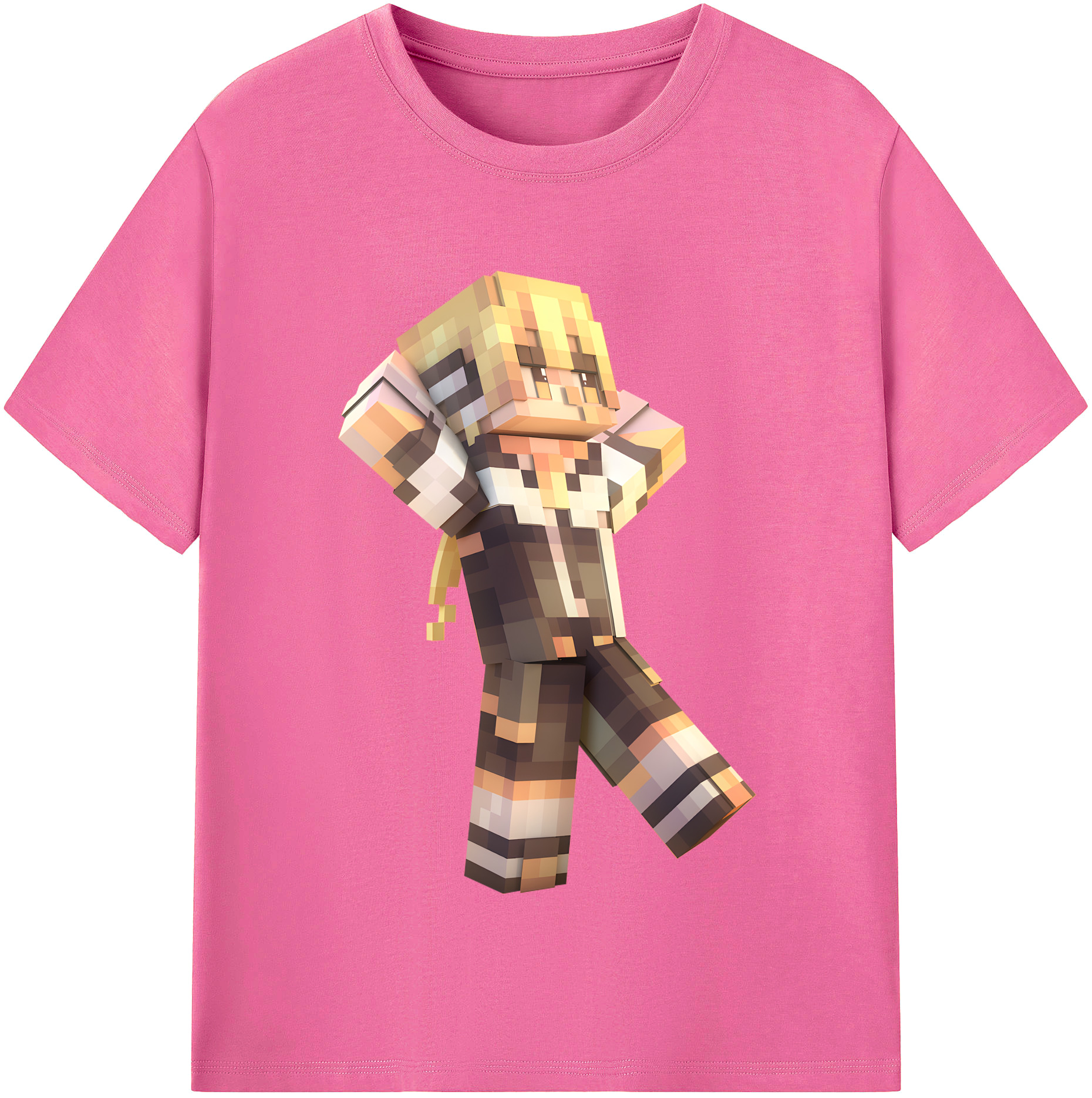 （画像用） マインクラフト ブロックの世界 Minecraft MC Block world レディースカジュアルプリントTシャツ（綿100％）